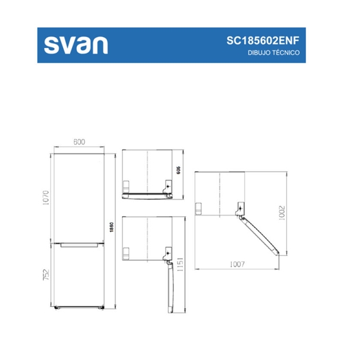 FRIGORIFICO SVAN SC185602ENF COMBI NF BL 186CM E