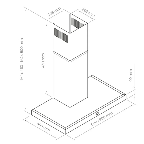 CAMPANA SVAN SCPT901AX DECORAT TIPI T INOX 90CM A