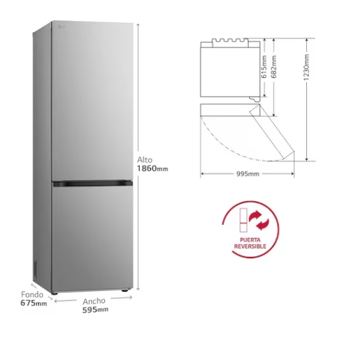 FRIGORIFICO LG GBV7180CPY COMBI INOX 1,86M C