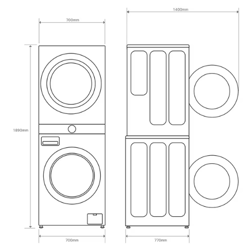 TORRE LAVADO SECADO LG WT1716BBF 17/16KG E/D 1400R