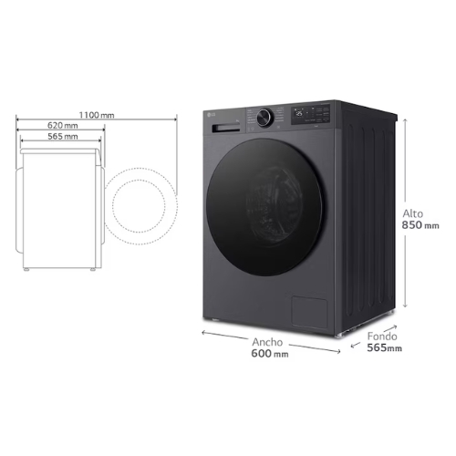 LAVADORA LG F4X5009TBB INTELIG 9KG GRAFITO A 1400R