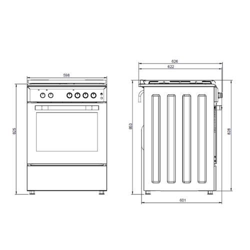 COCINA SVAN SKMW4601X MIXTA GAS BUT INOX 4ZNAS A