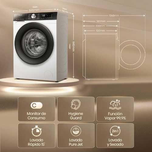 LAVASECADORA HISENSE WD3S9043BW3 9/6KG A
