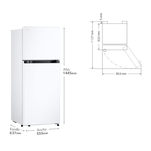 FRIGORIFICO LG GTBV22SWNJ 2PTAS NF BL 145CM E