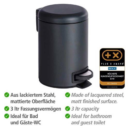CUBO PEDAL WENKO 22444 LEMAN 3L INOX/NEGRO