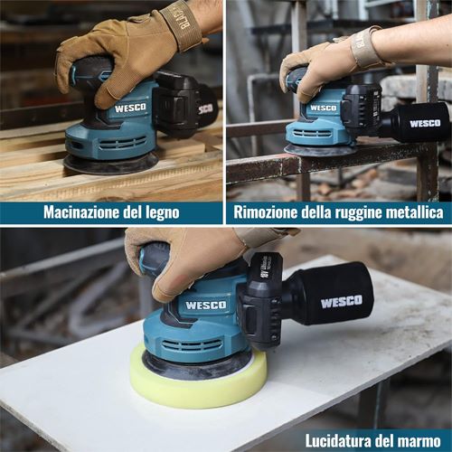 LIJADORA EXCENTRICA WESCO WS2302.1 18V 2,0AH