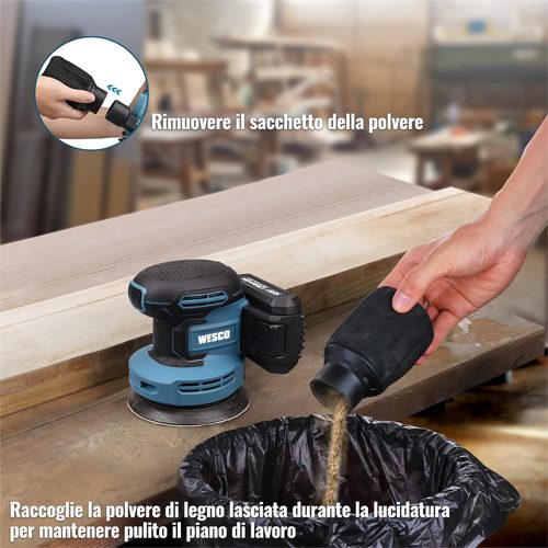 LIJADORA EXCENTRICA WESCO WS2302.1 18V 2,0AH
