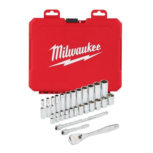 JUEGO MILWAUKEE CARRACA Y VASOS 1/4 28PZS