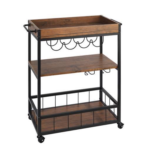 CARRO COCINA WENKO 54125 RUSTICO NEGR/NOGAL