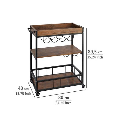 CARRO COCINA WENKO 54125 RUSTICO NEGR/NOGAL