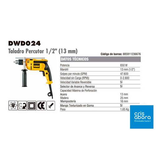 TALADRO PERCUTOR DEWALT DWD024S 650W