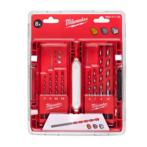 SET BROCAS MILWAUKEE 8 PIEZAS HORMIGON 3 REBAJES