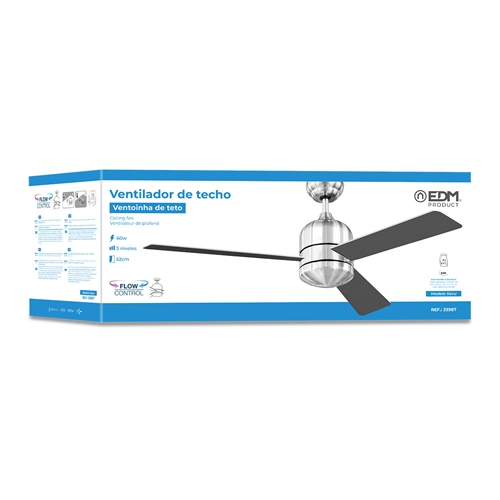 VENTILADOR TECHO EDM SAVU CROMO CEPILL 33987