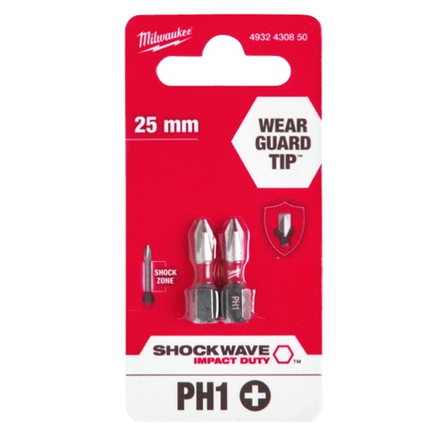 PUNTA MILWAUKEE SCHOCKWAVE PH1X25MM 2U 4932430850