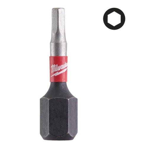 PUNTA MILWAUKEE SHOCKWAVE HEX 2,5X25MM 2UDS