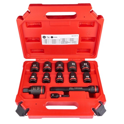ESTUCHE MILWAUKEE 11 VASOS CORTOS 1/2 4932480456