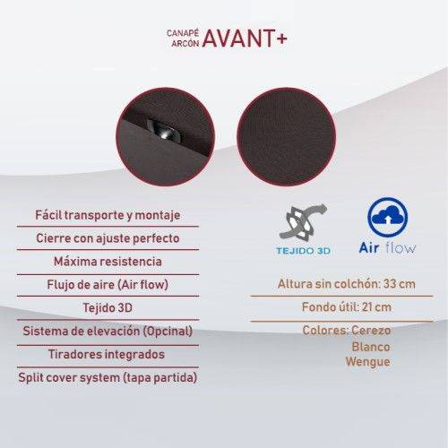 CANAPE ELEG ARCON AVANT 90X190 3D WENGUE