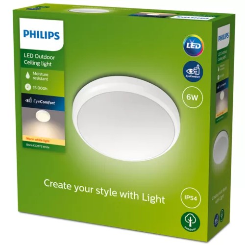 PLAFON PHILIPS DORIS CEILING 6W 27K BLANC