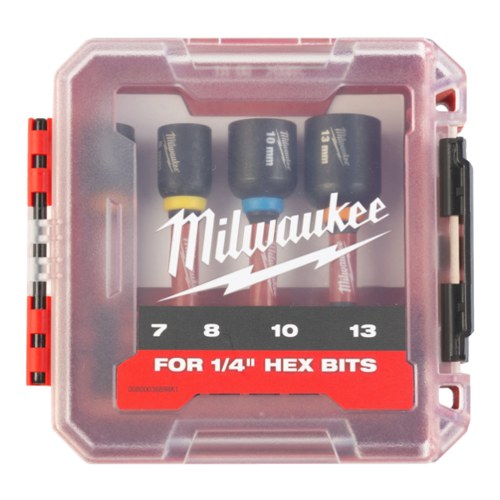 ESTUCHE MILWAUKEE 4 VASOS CON EJE 1/4" 4932492445