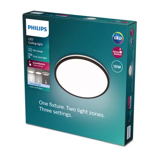 PLAFON PHILIPS OZZIET CL570 SS RD 18W 40K NEGRO