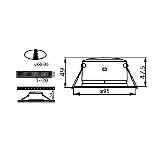 DOWNLIGHT PHILIPS DIAMOND CUT G2 DL264 3,5W 30K SI