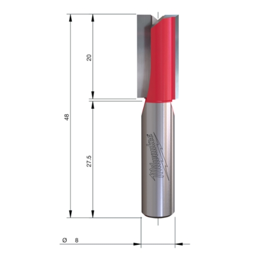 FRESA RECTA MILWAUKEE 2 FILOS 10/48MM S8