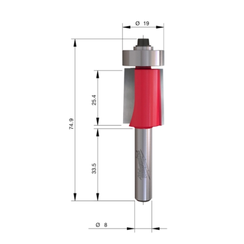 FRESA RECTA MILWAUKEE 2 FILOS 19/74,5MM S8