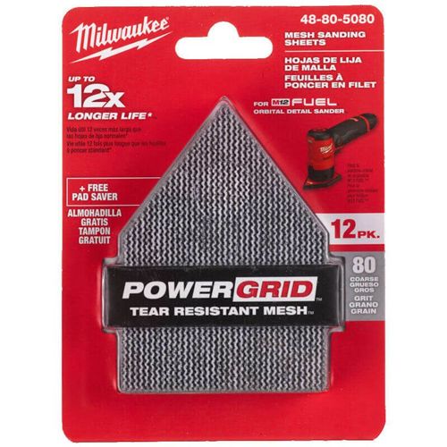 SET LIJAS MILWAUKEE GR80 64X76 HL 12PC 48805080
