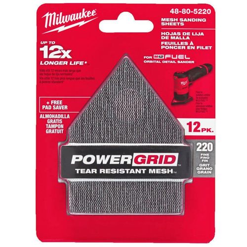SET LIJAS MILWAUKEE GR220 64X76 HL 12PC 48805220