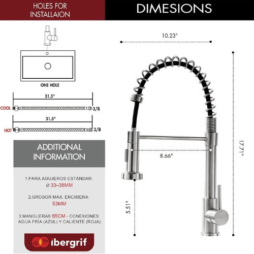 MONOMANDO COCINA IBERGRIF VERT C/AIREAD M22143A