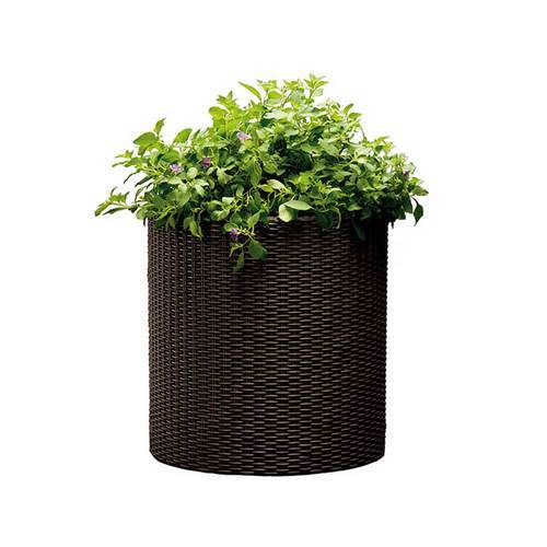 MACETA CURVER CYLINDER RATAN MEDIANA 18L 223744