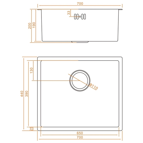 FREGADERO IBERGRIF 70X44 INOX M87044