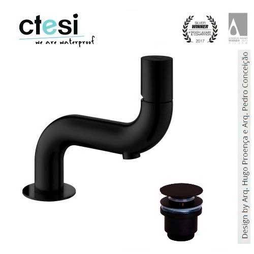 MONOMANDO LAVABO CTESI PIPELINE NEGRO C/VALV