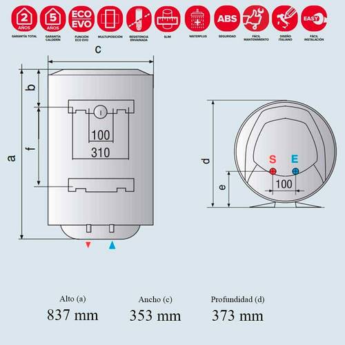 TERMO ELEC ARISTON PRO1 ECO MUL V/H 50L DRY SLIM